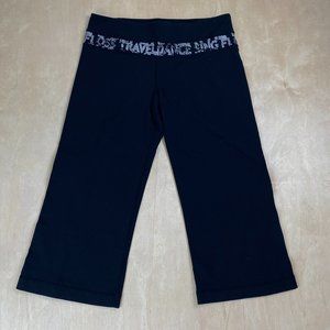 Lululemon Black Wide Leg Capris Word Written Waistband Women's Leggings